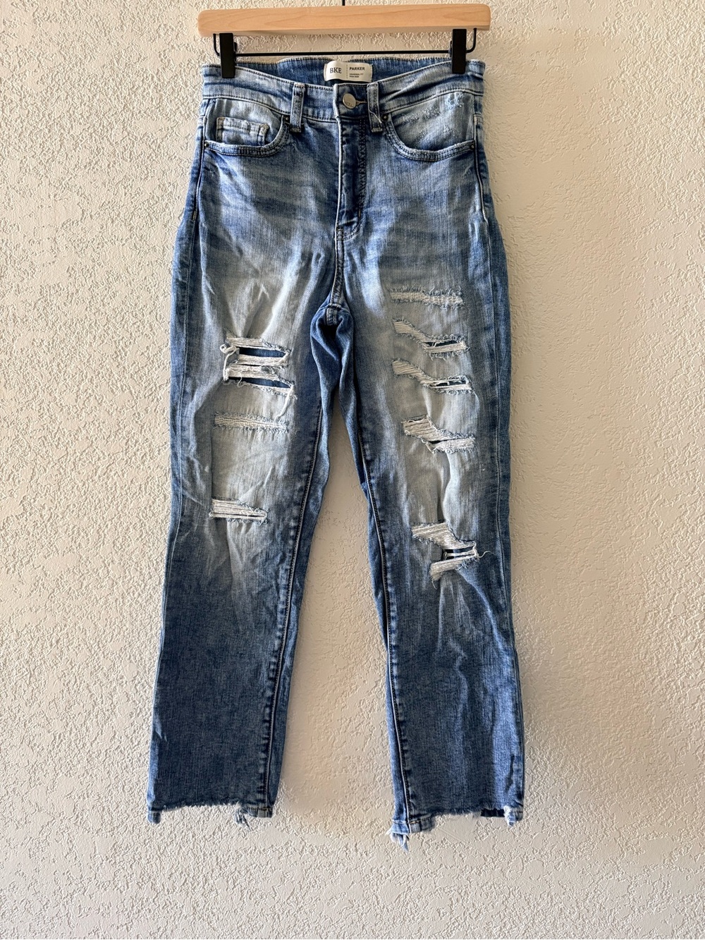 BKE Parker High Rise Universal Fit Denim Distressed Womens Jeans Sz 26